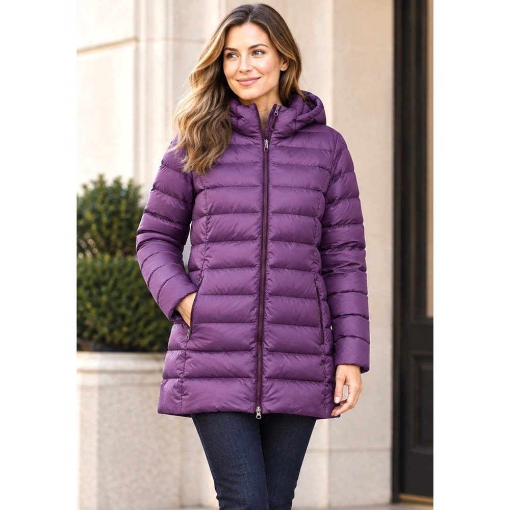 Eddie Bauer CirrusLite Down Parka Women XL 16 18 Purple EB650 Hooded Puffer Coat